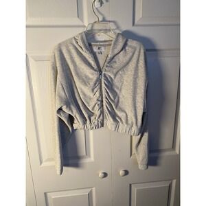 Juicy Couture Full Zip Hoodie Light Gray Logo Women's Size M